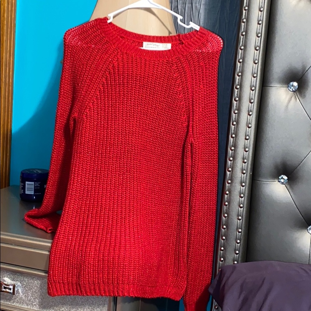 Faded Gloral Sparkly Red Sweater